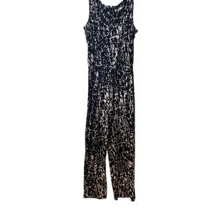 Calvin Klein Black White Abstract Sleeveless Jumpsuit